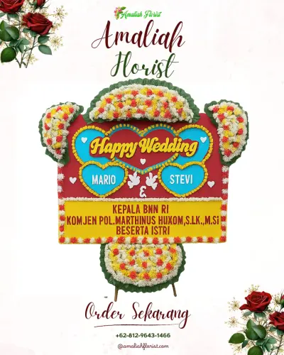Karangan Papan Bunga Pernikahan di Belawan I